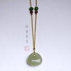 Fortune Jewel Natural Hetian Jade Small Bag Pattern Prosperity String Necklace Pendant