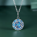 Fortune Jewel 925 Sterling Silver Round Turquoise Three Rabbits Balance Necklace Pendant