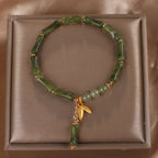 Fortune Jewel Green Bamboo Jade Leaf Pattern Wealth Luck Bracelet