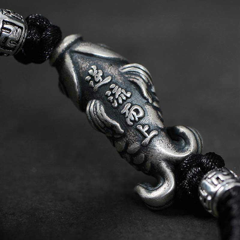 Fortune Jewel Silver Luck Koi Fish Braided String Bracelet