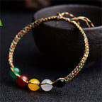 Fortune Jewel Colorful Agate Metal Wood Water Fire Earth Five Elements String Bracelet
