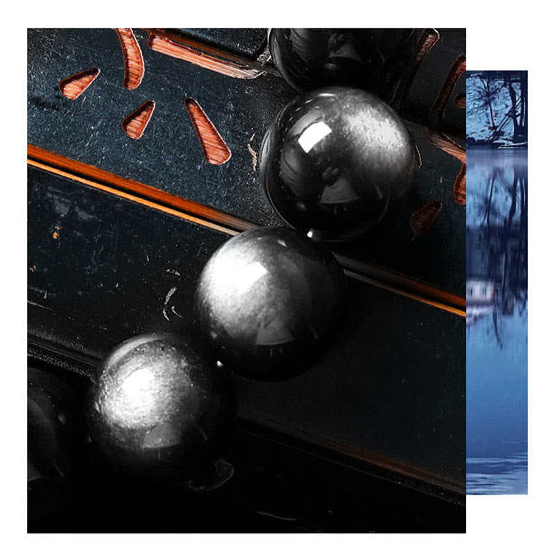 Fortune Jewel Natural Silver Sheen Obsidian Soothing Protection Bracelet