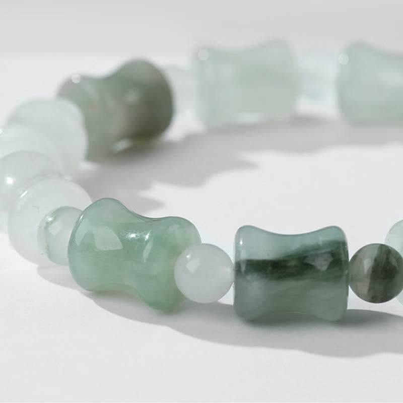 Fortune Jewel Jade Coconut Shell Bamboo Pattern Abundance Luck Bracelet