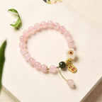 Fortune Jewel Natural Pink Crystal Jade Flower Warm Love Bracelet