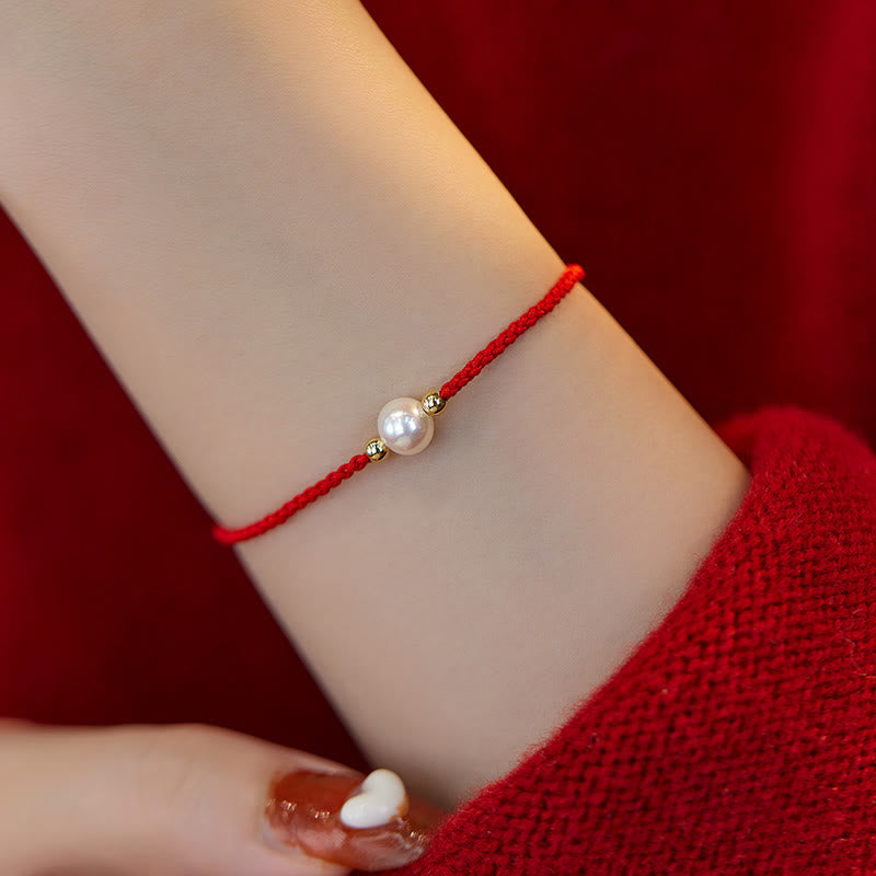 Fortune Jewel Natural Pearl Bead Luck Braid String Bracelet
