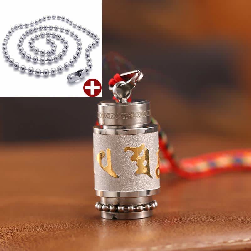 Fortune Jewel Tibet Om Mani Padme Hum Shurangama Mantra Titanium Steel Wisdom Amulet Necklace Pendant