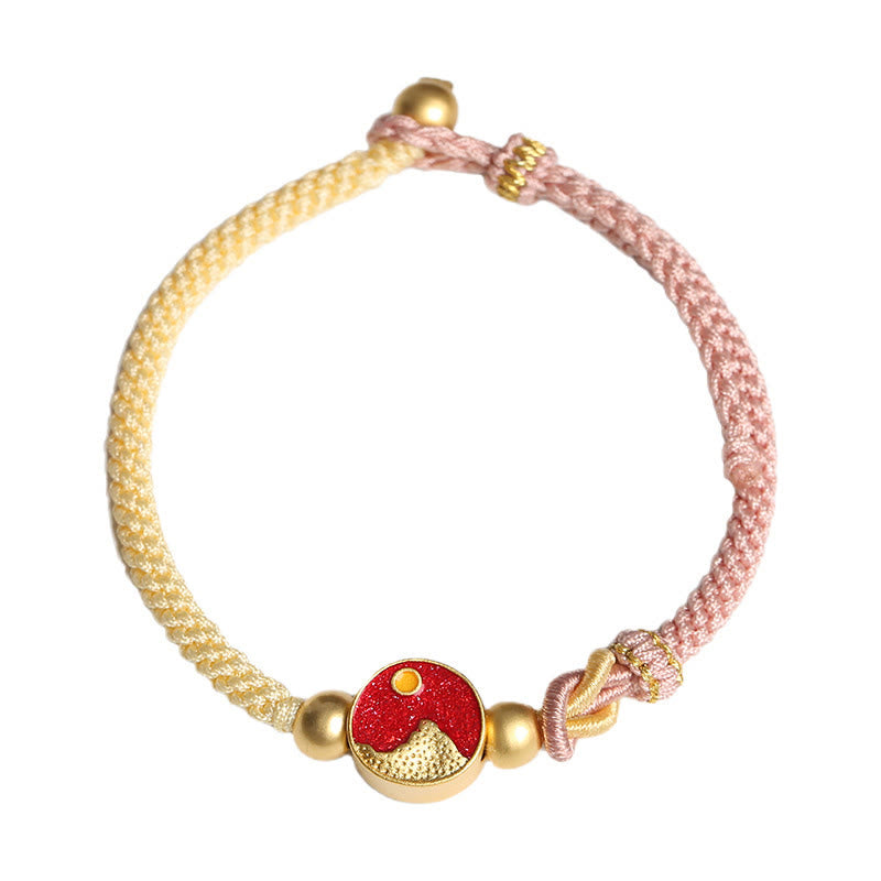 Fortune Jewel Handmade Mountain and Sea Engraved Luck Two-Color String Couple Bracelet