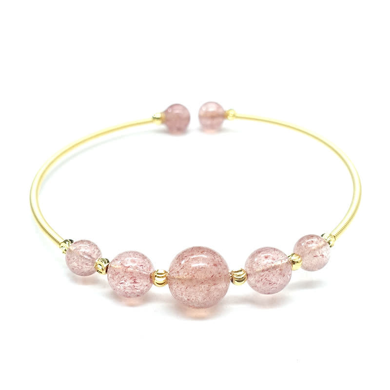 Fortune Jewel Natural Strawberry Quartz Love Healing Bracelet Bangle