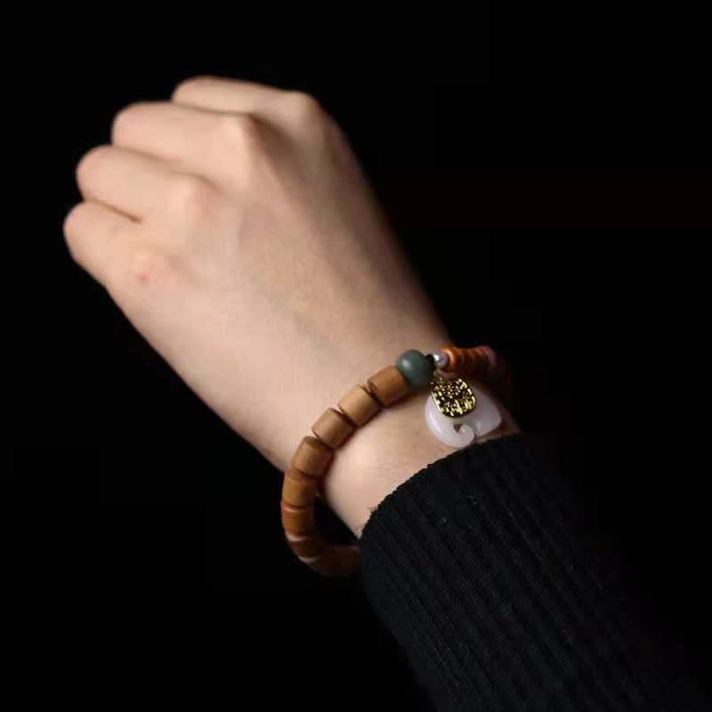 Fortune Jewel Sandalwood Jade Elephant Protection Bracelet