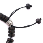 Fortune Jewel Tibet Coconut Shell Carved Om Mani Padme Hum Dorje Vajra Bell Happiness String Bracelet