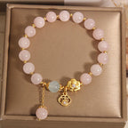 Fortune Jewel Natural Pink Crystal Lucky Flower Warmth Bracelet