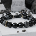 Fortune Jewel Black Obsidian Black Glitter Stone Purification Bracelet
