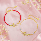 Fortune Jewel 925 Sterling Silver Year Of The Dragon Auspicious Golden Dragon Luck Red Rope Chain Bracelet