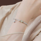 Fortune Jewel 925 Sterling Silver Natural Tianshan Jade Bamboo Charm Luck Bracelet