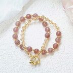 Fortune Jewel Rose Quartz Elephant Healing Energy Charm Bracelet