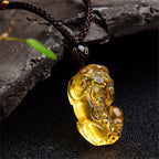 Fortune Jewel FengShui Citrine PiXiu Wealth Necklace Pendant