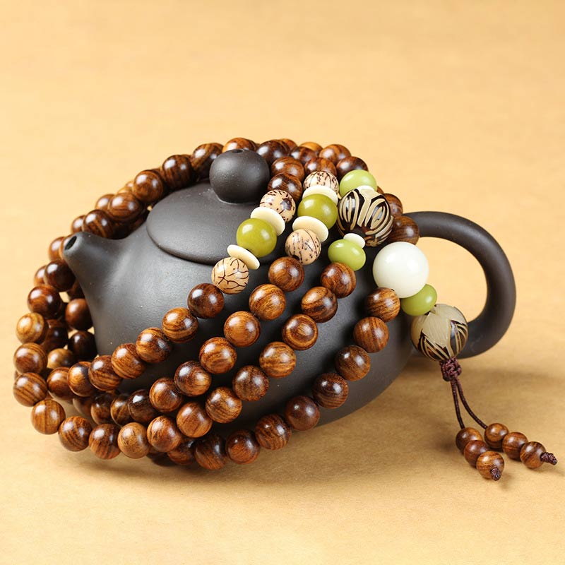 Fortune Jewel Tibetan Rosewood Mala Protection Calm Bracelet