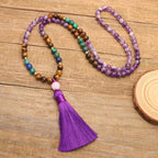 Fortune Jewel Tibetan Amethyst Purify Bracelet Mala Set