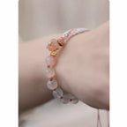 Fortune Jewel Natural Gradient Agate Reincarnation Knot Peach Blossom Wealth Luck Handmade String Bracelet