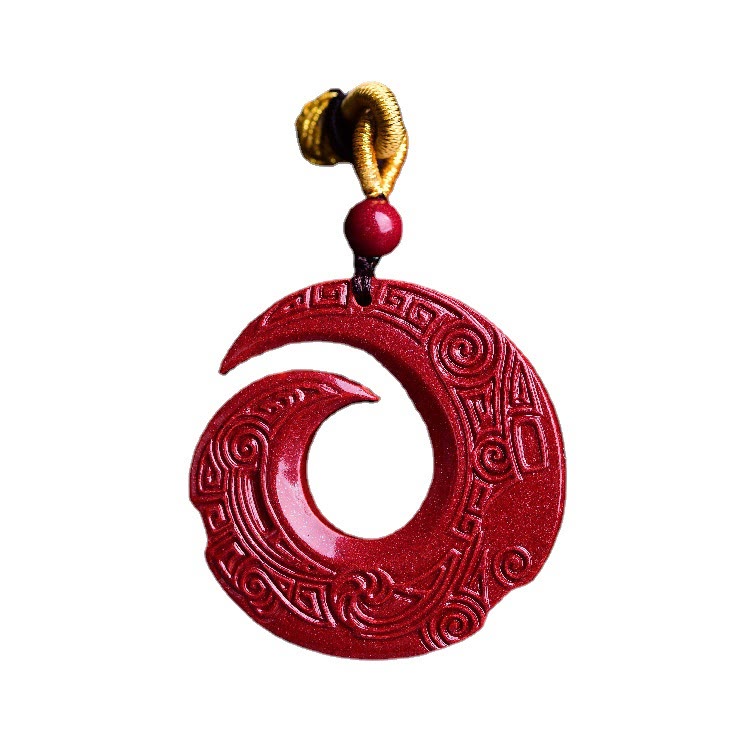 Fortune Jewel One's Luck Improves Design Patern Natural Cinnabar Blessing Necklace Pendant