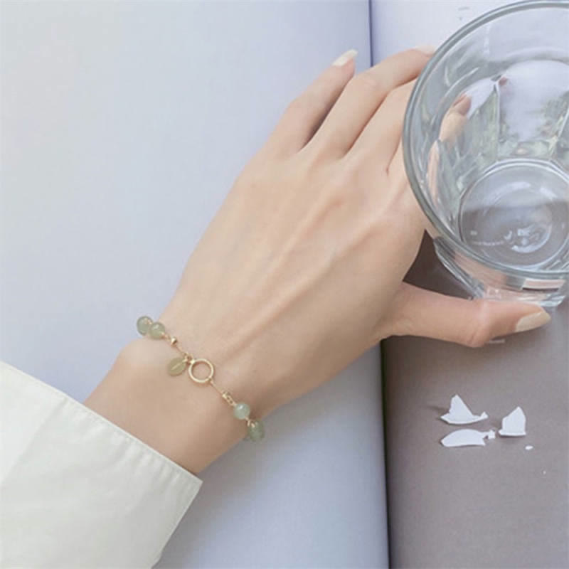 Fortune Jewel Unique Natural Hetian Jade 14K Gold filled Luck Beaded Bracelet