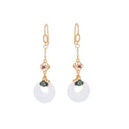Buddha Stones FengShui White Jade Blessing Drop Earrings