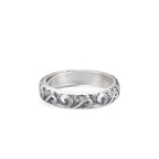 Fortune Jewel 999 Sterling Silver Auspicious Clouds Engraved Blessing Adjustable Ring