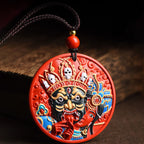 Fortune Jewel Zakiram Goddess of Wealth Painted Cinnabar Blessing Necklace Pendant