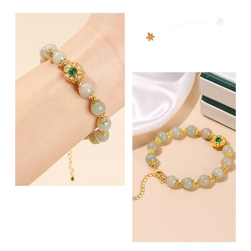 Fortune Jewel Natural Jade Prosperity Bead Chain Bracelet