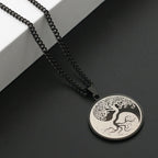 Fortune Jewel The Tree of Life Titanium Steel Connection Necklace Pendant