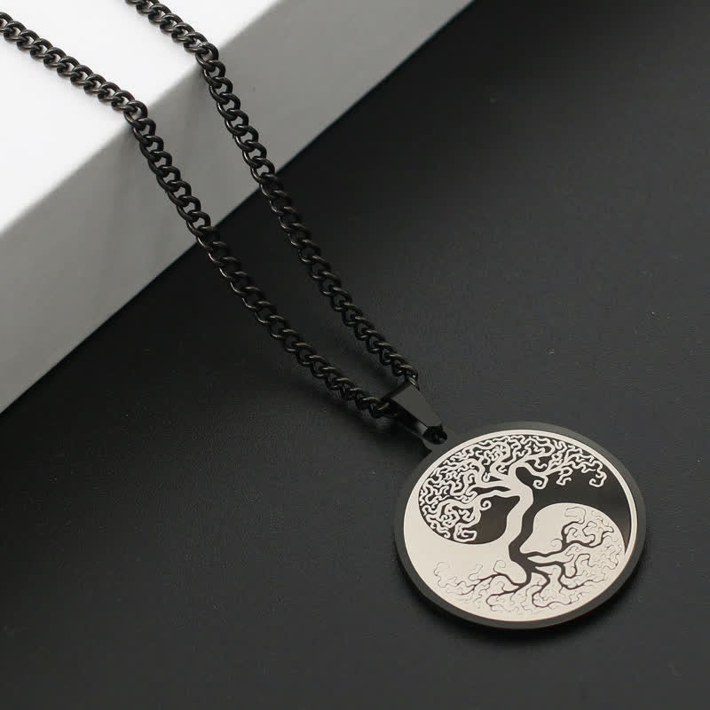 Fortune Jewel The Tree of Life Titanium Steel Connection Necklace Pendant