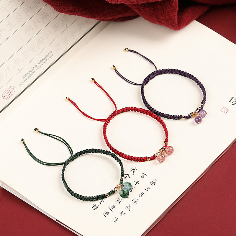Fortune Jewel Natural Strawberry Quartz Amethyst Green Phantom Bead Positive Bracelet