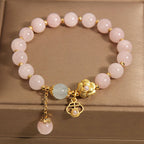 Fortune Jewel Natural Pink Crystal Lucky Flower Warmth Bracelet