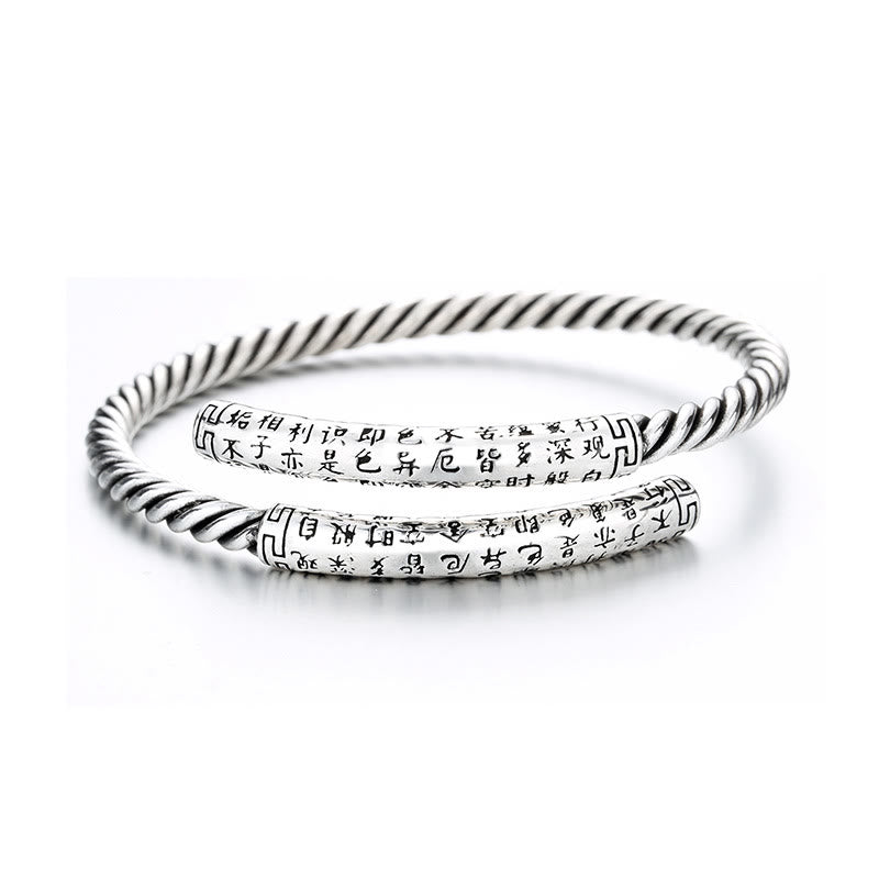 Fortune Jewel Retro Heart Sutra Twisted Design Pattern Balance Bracelet Bangle