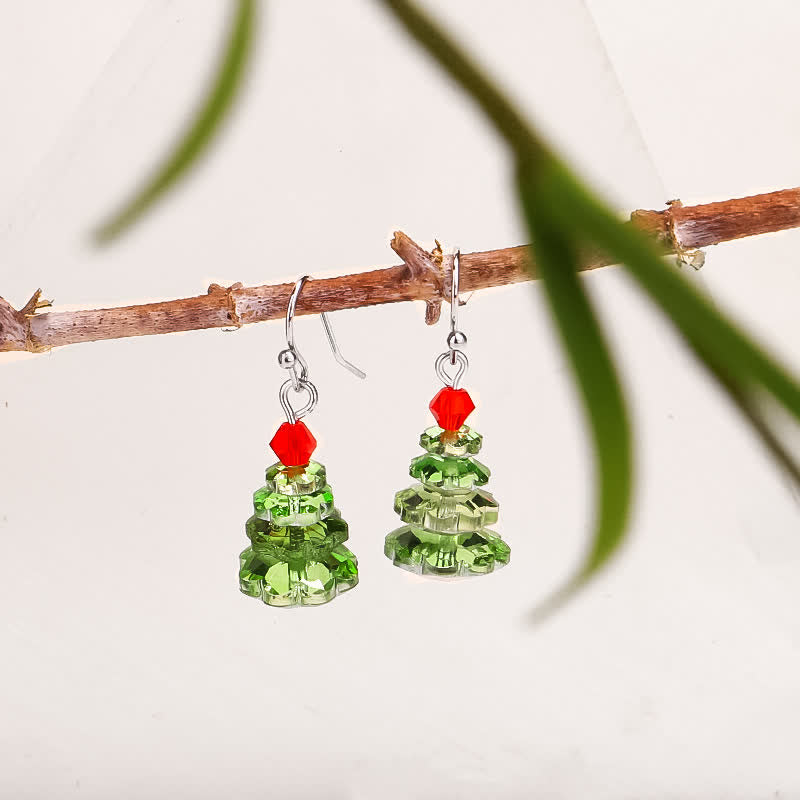 Fortune Jewel Various Crystals Christmas Tree Amethyst Peace Healing Drop Earrings