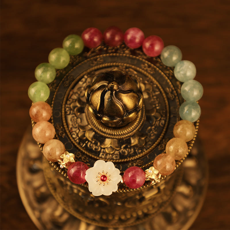 Fortune Jewel Colorful Tourmaline Jade Flowers Love Bracelet