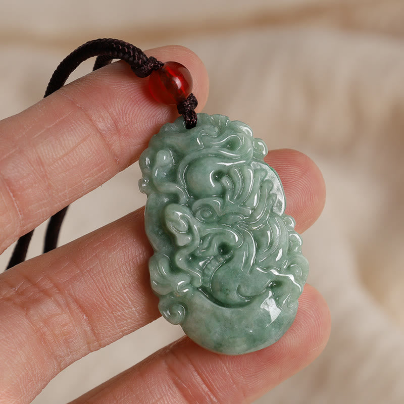 Buddha Stones Natural Jade 12 Chinese Zodiac Prosperity Necklace Pendant Fortune Jewel