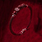 Fortune Jewel Handcrafted PiXiu Cinnabar Wealth Luck Braided Bracelet