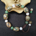 Fortune Jewel Tibetan Three-eyed Dzi Bead Luck Protection Braided Bracelet
