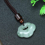Fortune Jewel Tianshan Jade Golden Silk Jade Chinese Lock Charm Abundance Necklace Pendant