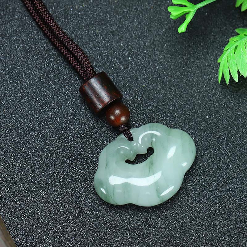 Fortune Jewel Tianshan Jade Golden Silk Jade Chinese Lock Charm Abundance Necklace Pendant