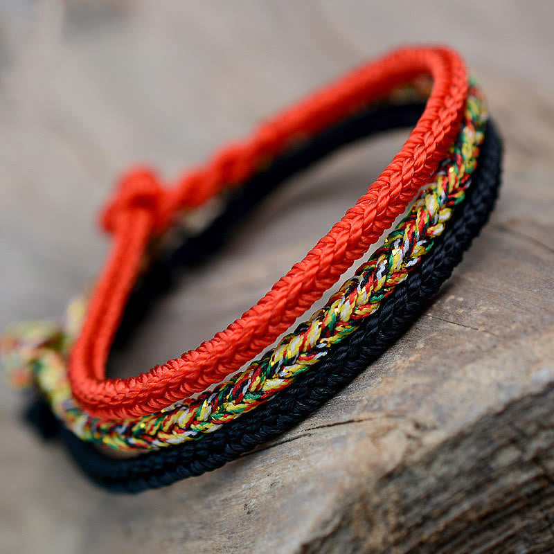 Fortune Jewel Tibetan Handmade Eight Thread Peace Knot Protection Braided String Bracelet