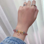 Fortune Jewel Strawberry Quartz Moonstone Moon Star Love Bracelet
