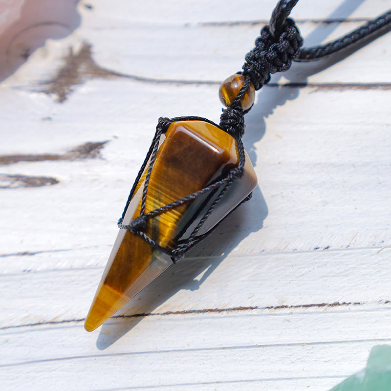 Fortune Jewel Natural Stone Pointed Pendant Necklace