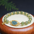 Fortune Jewel 925 Sterling Silver Plated 14K Gold Hetian Jade Lotus Luck Bracelet