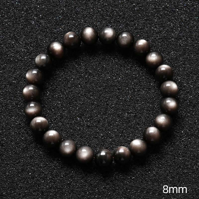 Fortune Jewel Natural Silver Sheen Obsidian Soothing Protection Bracelet