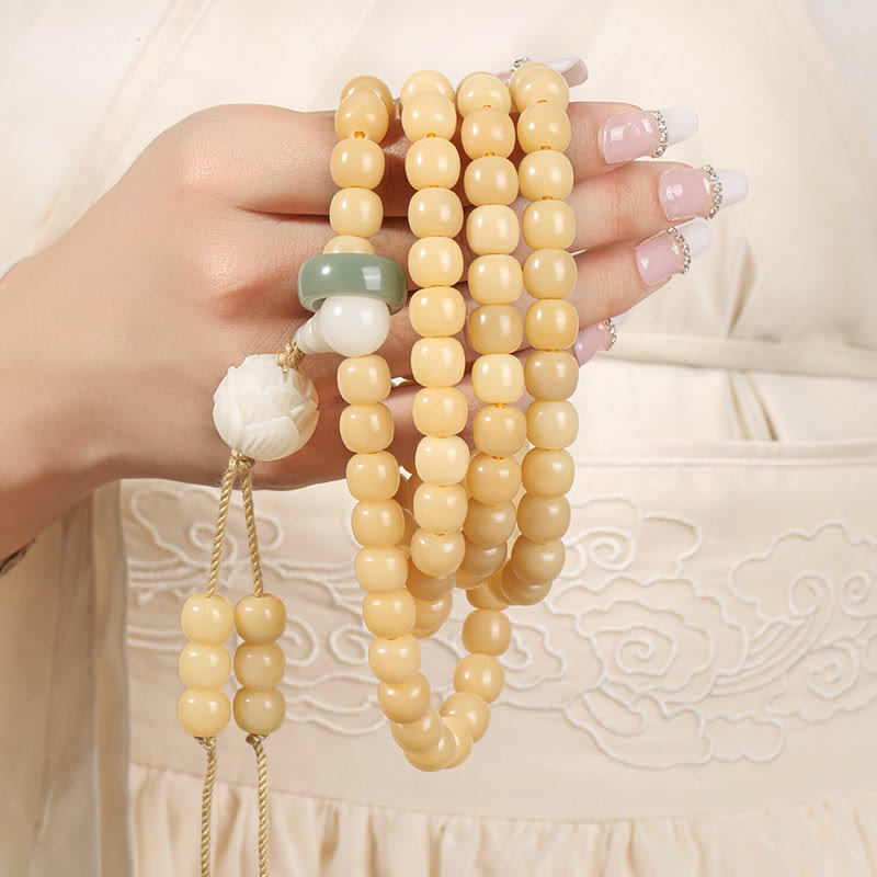 Fortune Jewel Natural Bodhi Seed Lotus Dzi Bead Peace Harmony Charm Bracelet Fortune Jewel
