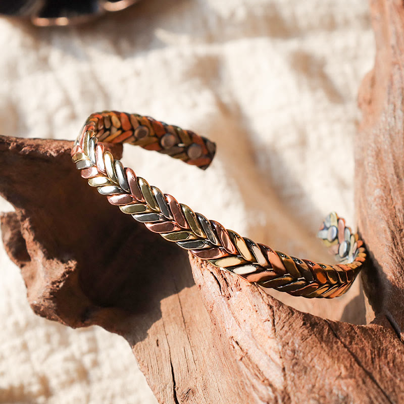 Fortune Jewel Vintage Magnetic Copper Adjustable Cuff Bracelet Bangle