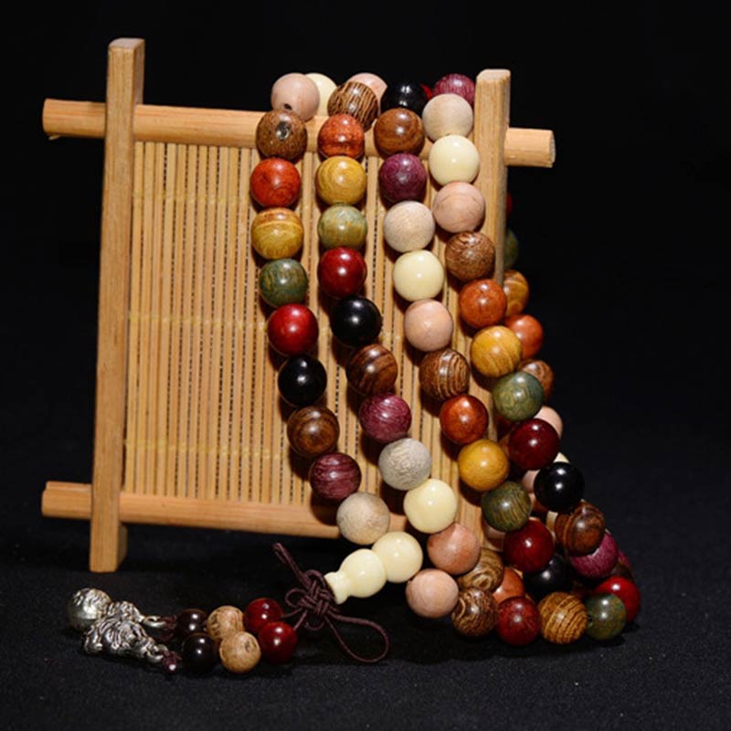 Fortune Jewel  108 Beads Wenge Wood Mala Blessing Meditation Bracelet