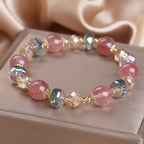 Fortune Jewel Natural Strawberry Quartz Colorful Crystal Positive Bracelet